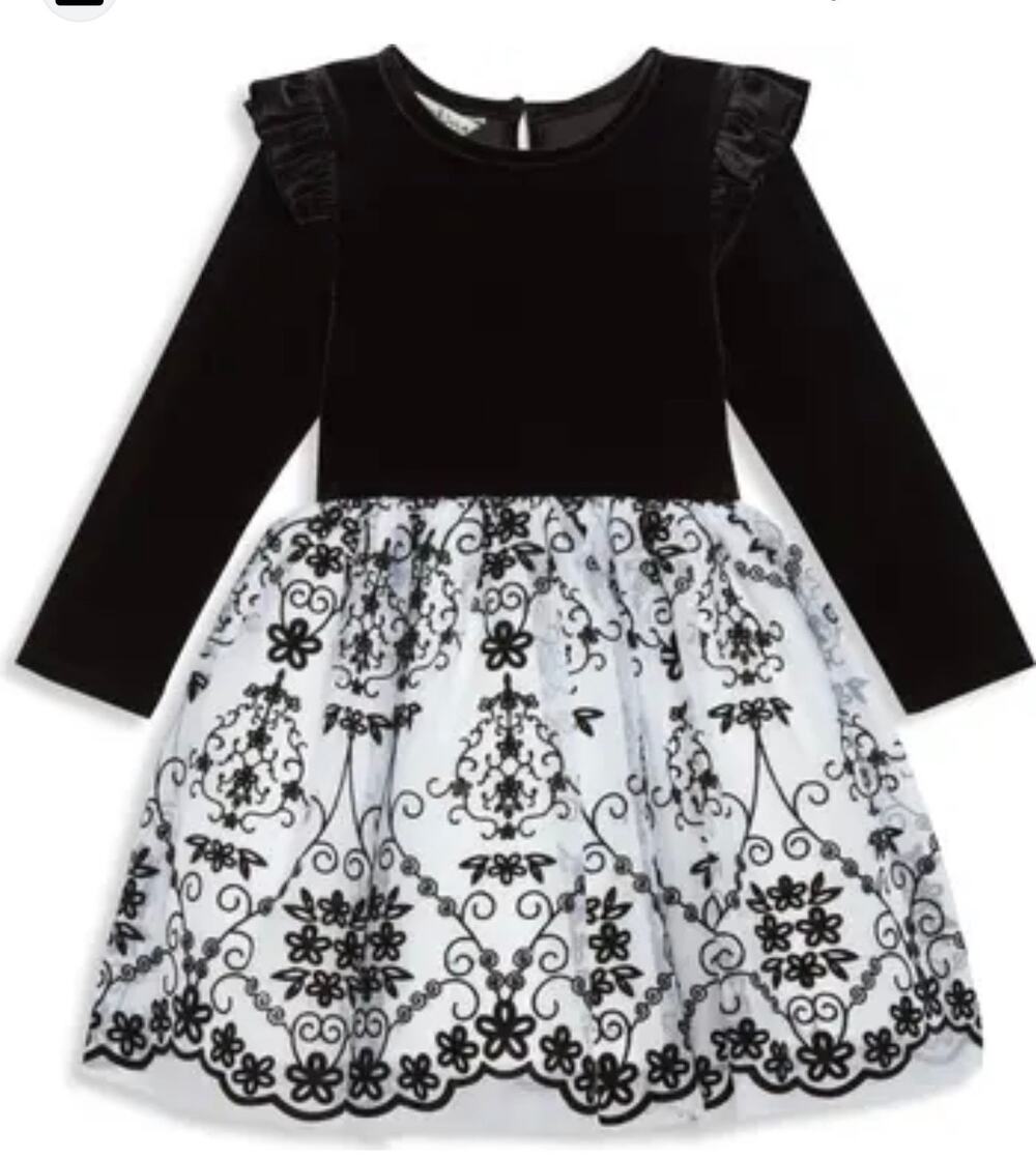 Pippa & Julie Erika Long Sleeve
Velvet & Flocked Tulle Dress size 3/6 months